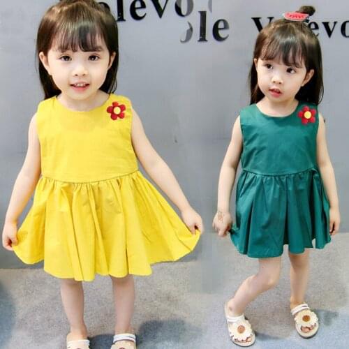 Summer new fashion cotton female baby dress embossed flowers girls Korean version of the comfortable girls dress
