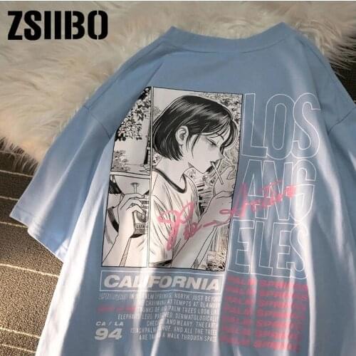 Summer t-shirt Streetwear clothes Japanese anime Handsome Girly print T-shirt casual diary apparel Women clothing punk top shirt