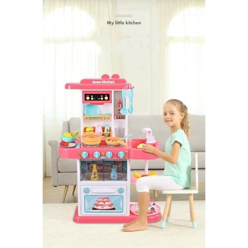 Hot Gift for Baby girl Toys Simulation Pretend Play Kithen Toys Set Kids Educational Toys Music Light Spary Funny Cooking Food