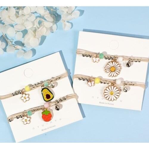 Cute Girls Friends Bracelet Alloy Beads Handmade Multilayers Bracelet Flower Pendant Bangle Jewelry