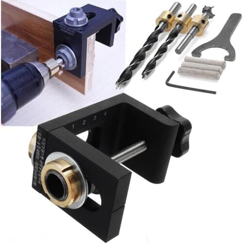 Woodworking Pocket Hole Locator Jig Kit Set Wood Doweling Hole Puncher With 8/10/15mm Step Drill Bit Angle Drill Guide Tools
