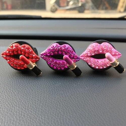 Air Freshener Diamond Car-styling Bling Sexy Lips Mouth Car Air Outlet Fragrant Perfume Clip Freshener Diffuser Gift Flavoring