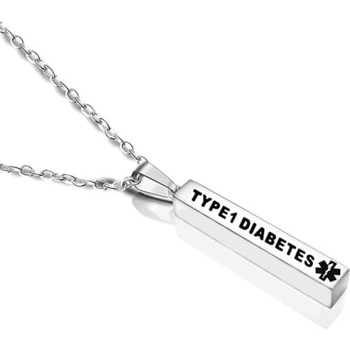 Diabetic Medical Alert Pendant Necklace Stainless Steel Wishing Pillar Columnar Disease SOS Necklaces Women Men Fashion Jewelry