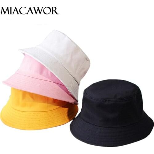 New Summer Bucket Hats Women Cotton Sunscreen Panama Hat Men Black Sunbonnet Fedoras Outdoor Fisherman Hat Beach Cap M015