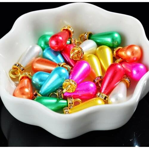 Pear Acrylic Imitation pearl spacer beads pendant Hole beads Needlework DIY Earring Choker Necklace Jewelry accessories supplier