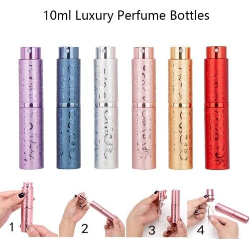10ml Luxurious Aluminum Tube Refillable Perfume Bottle Portable Rotary Cosmetic Spray Atomizer Empty Spray Bottle For Travel