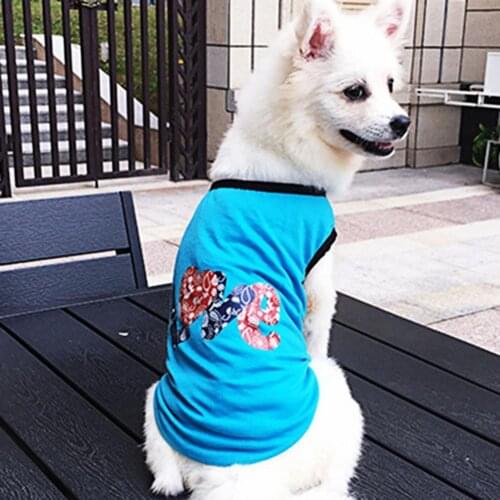 Cute Printed Vest Shirt Outfit Pet Vest Cartoon Pattern Breathable Round Neck Fashion Puppy Shirt for Summer Pet Tops Cotton