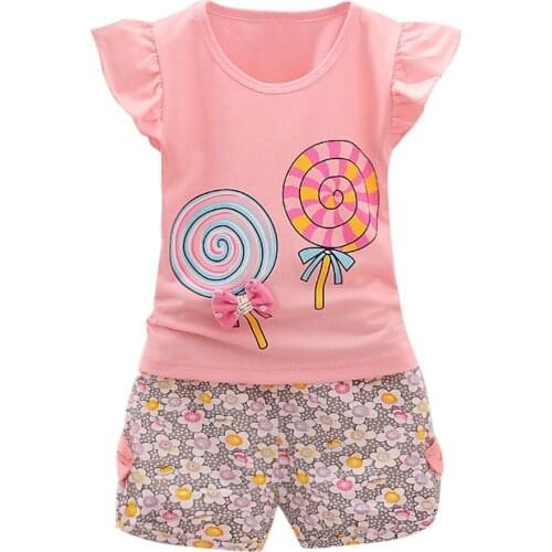 TELOTUNY summer girls clothes set baby clothing T-shirt shorts kit a801 c