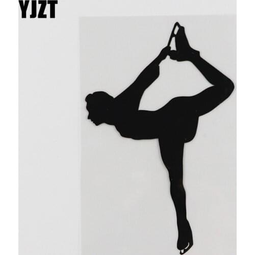 YJZT 9.6CMX14.7CM Dance Figure Skater Ice Skating Decal Vinyl Car Sticker Black/Silver 8A-0218