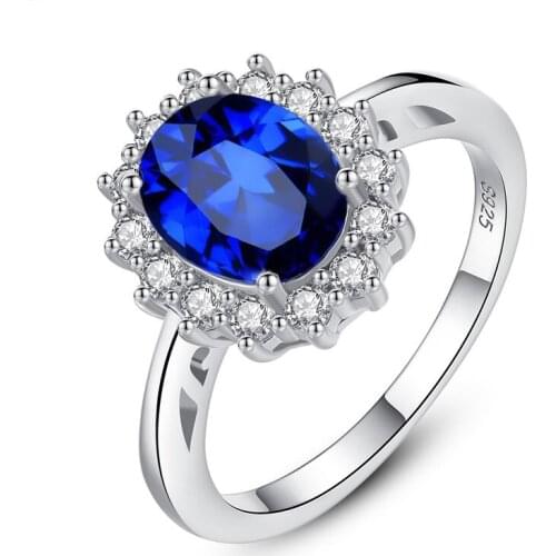 Trendy 925 sterling silver rings for women Delicate sapphire crystal ring wedding statement party finger accessory fine jewelry