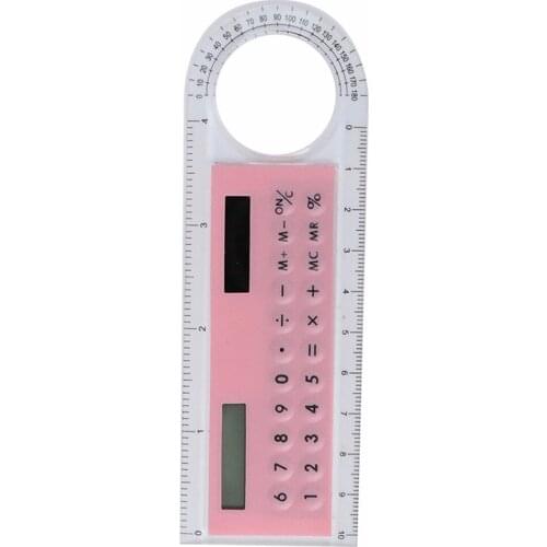 1PC Solar Mini Calculator Multi-function Magnifying Glass 10cm Ultra-Thin Ruler Calculator School Office Supplies 5 Colors