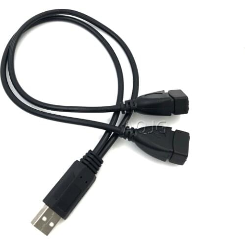 1PC USB 2.0 A 1 male to 2 Dual USB Female Data Hub Power Adapter Y Splitter USB Charging Power Cable Cord Extension Cable 39CM