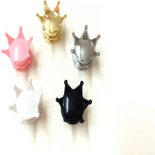 1000 X Car Gold Sliver Pink Black White Crown Shaped Style Design Wheel Tire Air Valve Stem Cap Tyre For Truck Motocycle Bike