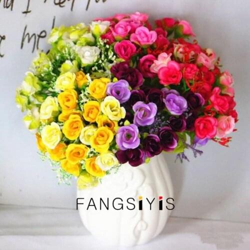 21 heads/artificial bouquet silk decoration flower mini rose wedding home decoration party birthday decoration