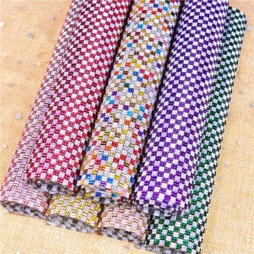 24*40Cm Hotfix Resin Rainbow Rhinestone Trim Crystal Sheet Applique Iron On Strass Mesh Ribbon Banding Diy Decoration Sticker