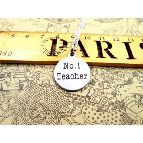 3pcs/lot Fashion stainless steel necklace "No.1 Teacher" Charms Pendant necklace Jewelry Gift more style for choosing
