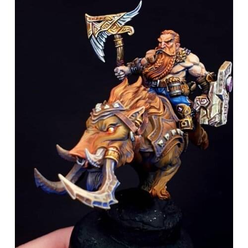 38mm 56mm Resin Model Kits Dwarves Dwarf Warrior Rider Elephant Figure Unpainted No Color