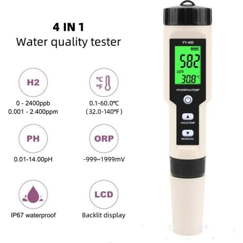 4 in 1 PH Meter TDS ORP H2 Temperature Meter With Backlight Digital Water Quality Monitor Tester