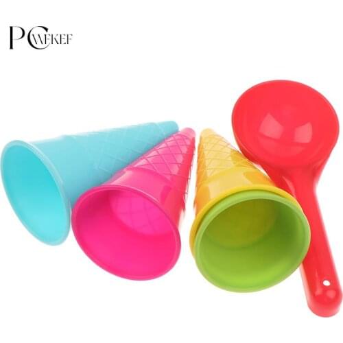 5 Pcs/lot Cute Ice Cream Cone Scoop Sets Beach Toys Sand Toy for Kids Children Educational Montessori Summer Play Set Game Gifts