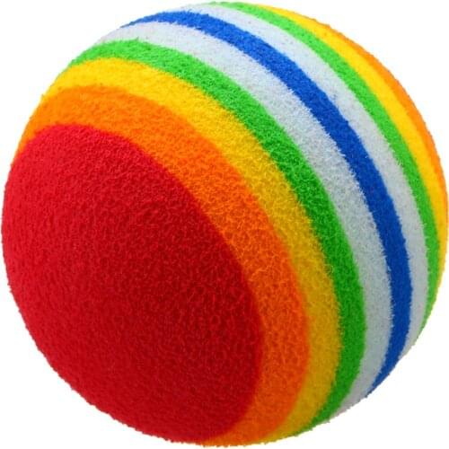 6pcs 3.5cm Pet Interactive Toys For Cat Dog Coloured Soft Foam Rainbow Color Ball Play Chewing Rattle Chase Balls