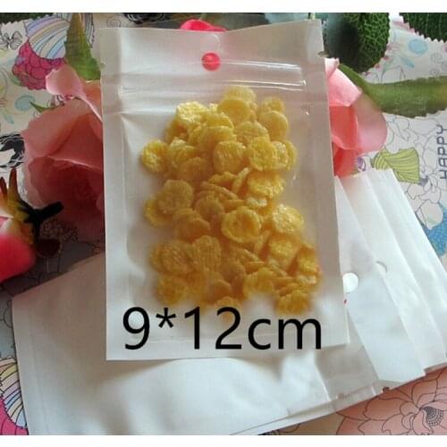 9*12cm White / Clear Self Seal Resealable Zipper Plastic Retail Packaging Poly Bag, Zip Lock Bag Retail Storage With Hang Hole