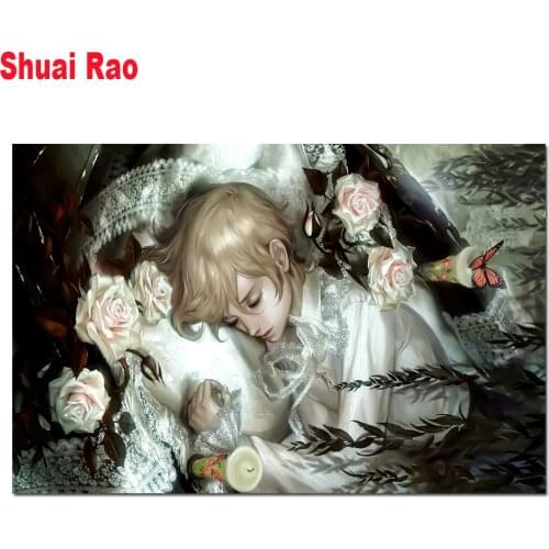 Full Square round Diamond Painting Angel Boy Sleep 5D Diamond Embroidery sale Mosaic Handmade New Arrival Forest Prince