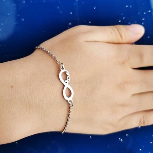 1 Pc Simple Infinity Love Stainless Steel Bracelet Love Charms For Cute Women Girls Kids Princess Fashion Jewelry Lucky Gift
