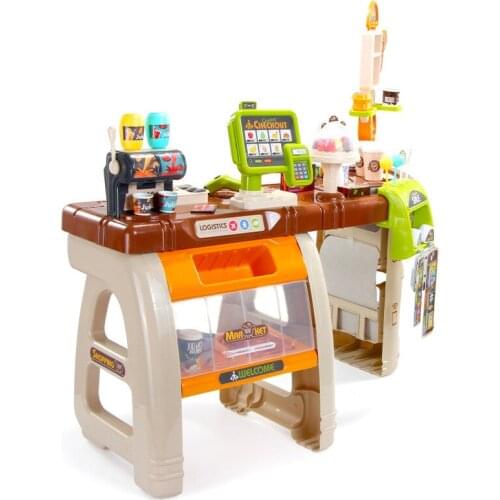 Childrens toy puzzle luxury cash register toy trolley simulation vending supermarket credit card machine cash register toy