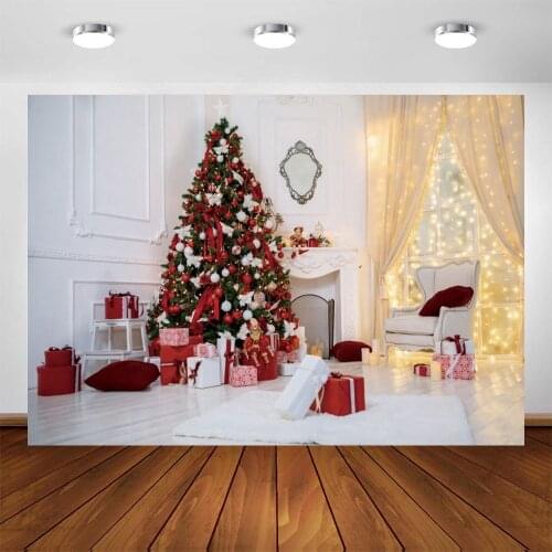 Yeele Christmas Background Gift Window Curtain Floor Backdrop Interior Photography Baby Birthday Party Photo Studio Photophone