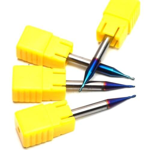 65-degree tungsten steel alloy 2-edge micro-diameter flat head 0.2-0.9 ball-end milling cutter R0.1-R0.9