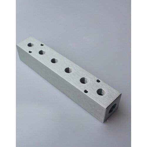 G1/2" In G1/4" Out 6 Way Pneumatic Air Solid Aluminum Manifold Block Splitter