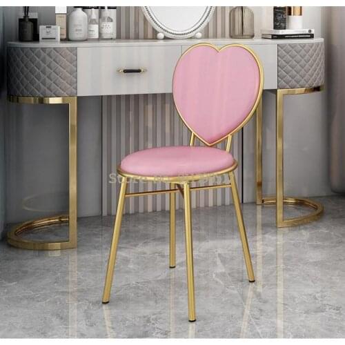 Ins nordic girl bedroom dressing stool dressing table princess net red backrest modern minimalist nail chair stool