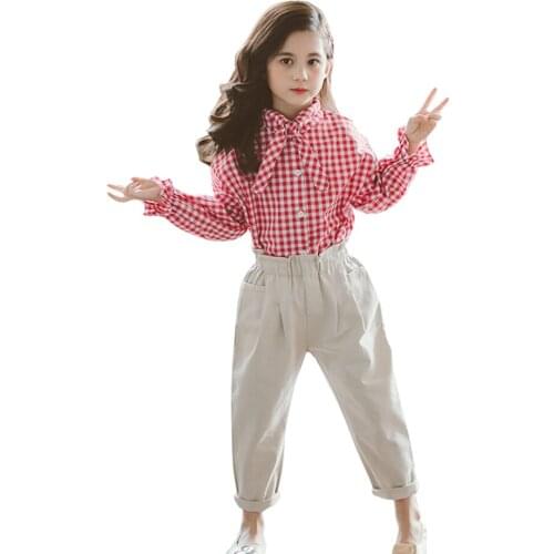Girls Clothes Set Plaid Pattern Girls Clothing Spring Autumn Clothes For Girls Casual Style Childrens Clothes Girl
