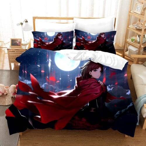 Anime Red Girls Bedding Set Ruby Fashion Cartoon Cool 3d Duvet Cover Sets Comforter Bed Linen Twin Queen King Single Size Kids