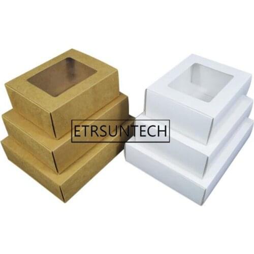 100pcs Kraft Paper Package Box Jewelry Paperboard Carton Boxes for DIY Soap Gift Packaging With Transparent Window