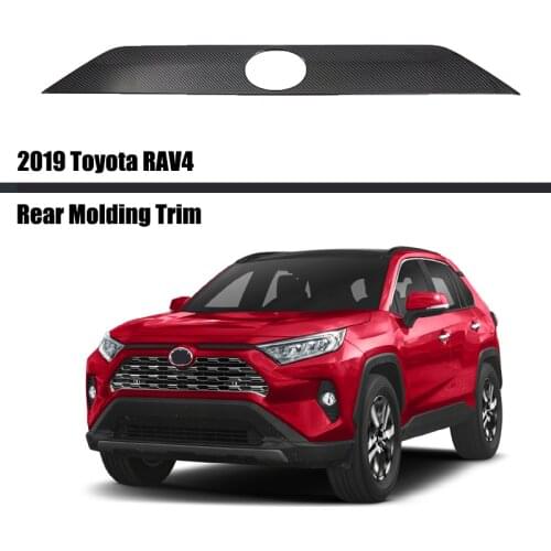 For Toyota RAV4 2019 2020 2021 ABS Carbon Fiber Rear Trunk Lid Cover Trims Tail Door Logo Molding Decoration Car Accessories