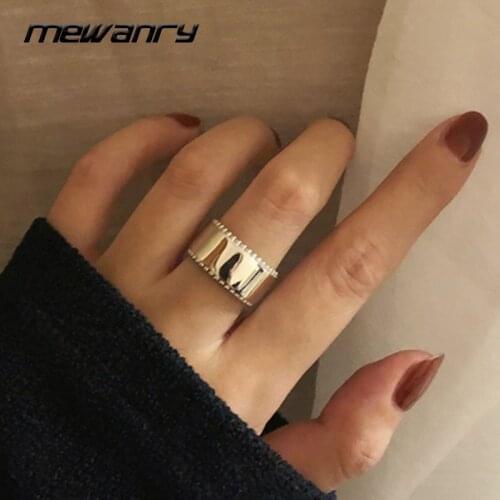 Mewanry 925 Sterling Silver Wide Glossy Rings 2021 Trend Elegant Vintage Creative Design Party Jewelry Birthday Gifts for Women