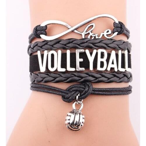 Multilayer Woven Rope Silver Letter Love Volleyball Leather Bracelet For Man Women Charm Braided Bracelet 2018 Hot Gift Bracelet