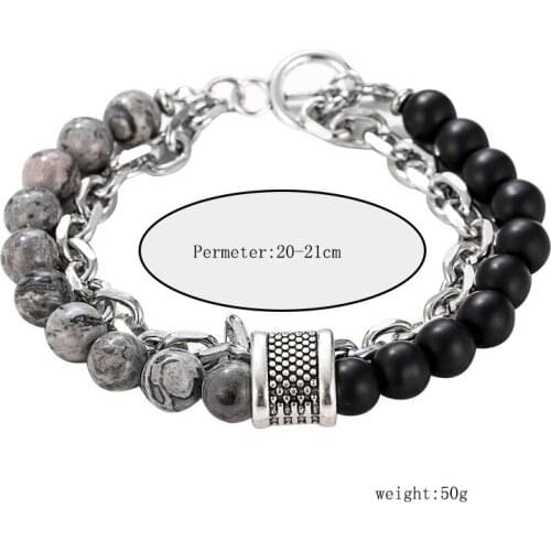 Multiple natural different colors stone matte onxy stone mixed charms adjustable chain bracelet for unisex couple gift wholesale