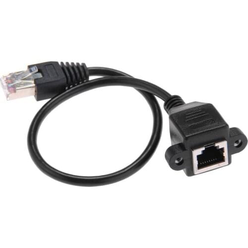 MYLB-1FT RJ45 Male to Female Screw Panel Mount Ethernet LAN Network Extension Cable