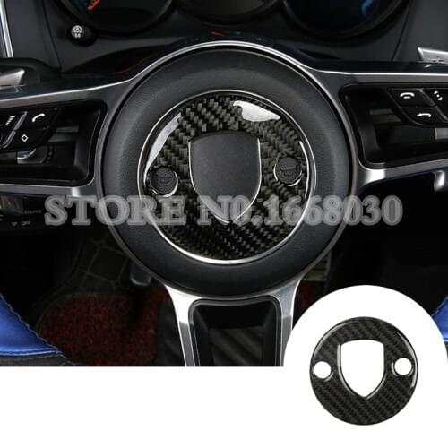 Carbon Fiber Interior Steering Wheel Trim Cover For Porsche Macan 2014-2018 1pcs Car accesories interior Car Trim