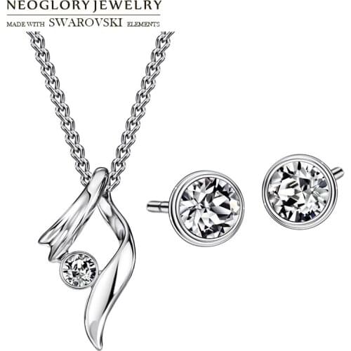 Neoglory Austria Rhinestone Jewelry Set Exquisite Geometric Style Alloy Plated Classic Necklaces & Earrings For Lady