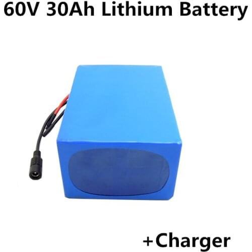Rechargeable 60v 30ah 18650 lithium li-ion battery pack for Electric bicycles tricycles scooters Sweepers motorcycles +Charger