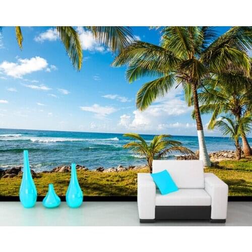 Custom 3D photo wallpaper, palm beach landscape for the living room bedroom TV background wall waterproof papel de parede