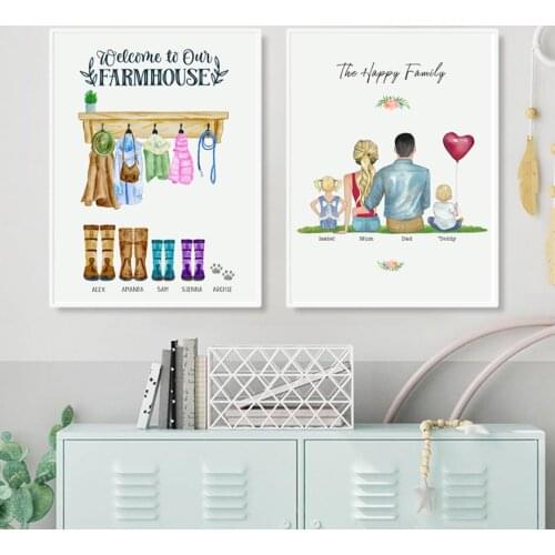 Families Painting Mom Dad Baby Wall Art Prints Warm Home Decor Canvas Poster Prints Minimalist Nordic Pictures Room Decor