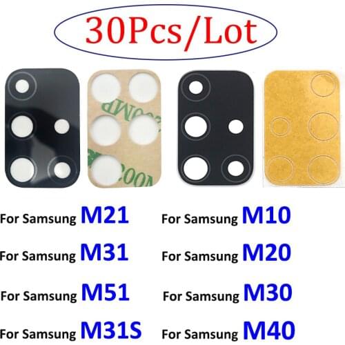 30Pcs，New Camera Glass Lens For Samsung M51 M21 M31S M10 M20 M30 M40 Rear Back Camera glass Lens with Glue Replacement + Tools