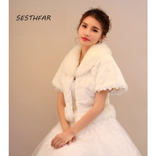 Bridal Wedding Shawl New Arrival Faux Fur Jacket Wrap Shrug Bolero Coat Wraps Shawl Cape Bridal Accessories PJ036