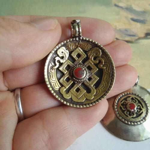 TBP503 Tibetan Jewelry Tibet Endless Knots Amulet Nepal Vintage Pendants double sides 2016 July New