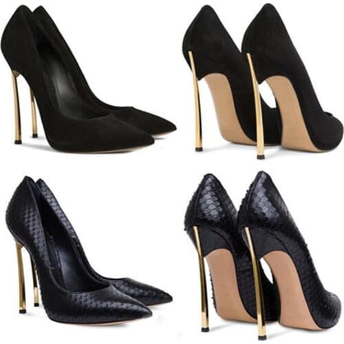 New Young Trend Lady Sexy Pumps Elegant Snake Women High Heeled Shoes Stilettos for Mature OL Pointed Toe Metal Heels Night Club