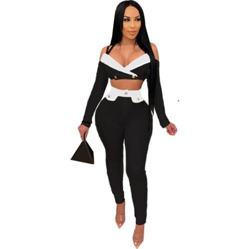 Vintage Spaghetti Strap 2 Piece Set Women Sexy Deep V Neck Sleeveless Crop Top + Pants Bodycon Club wear Two Piece Set Outfits